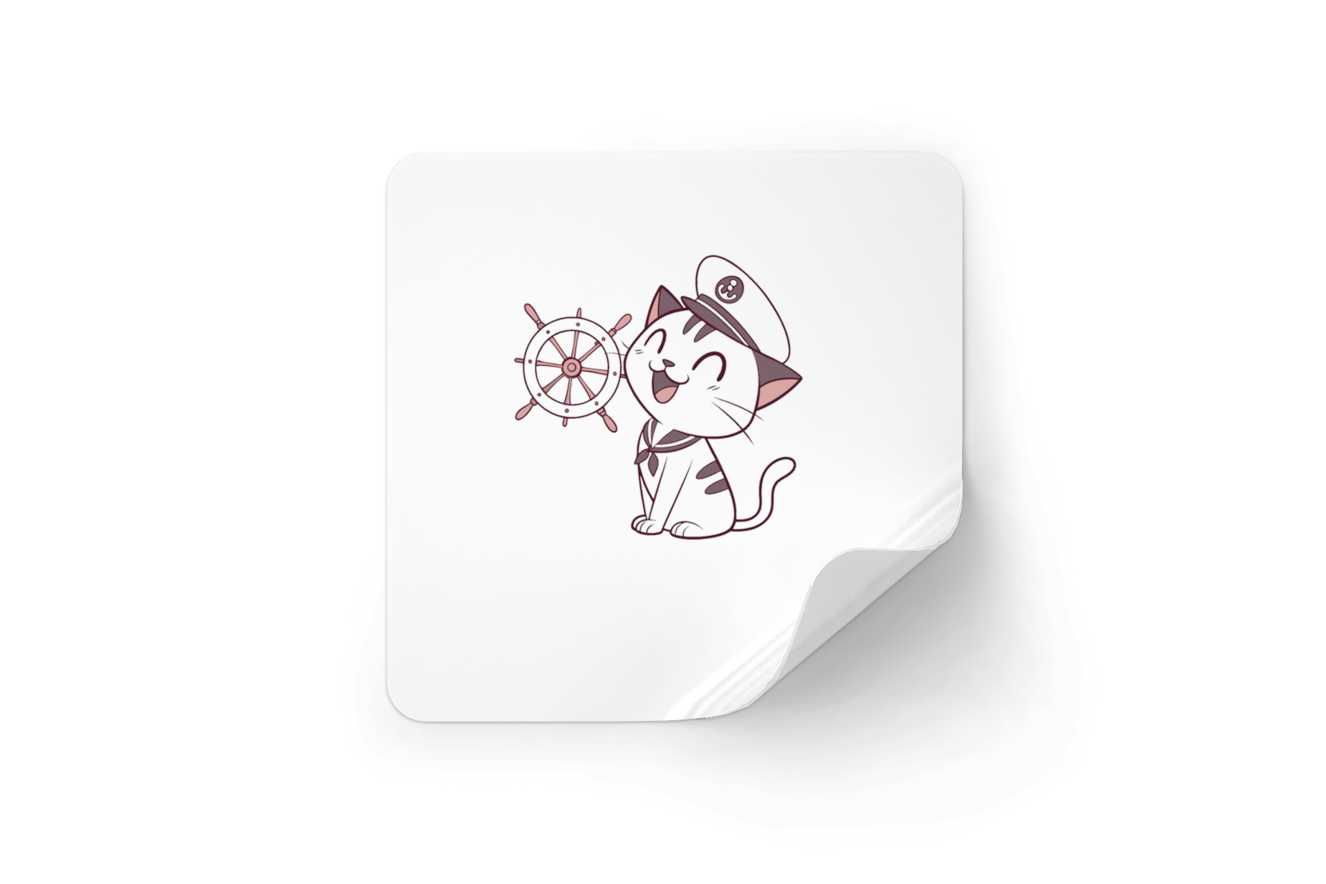 Sticker décoratif avec chat marin au style vectoriel et thème nautique