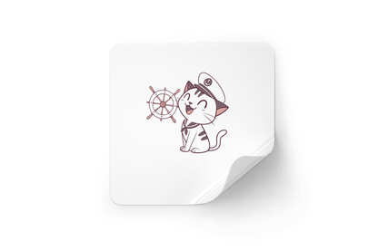 Sticker décoratif avec chat marin au style vectoriel et thème nautique
