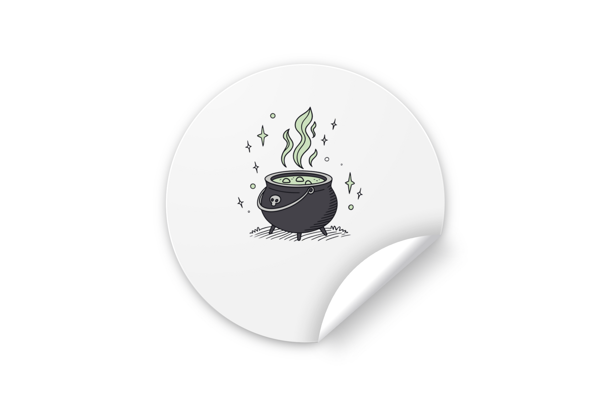 Sticker décoratif avec un chaudron magique fumant pour une ambiance Halloween