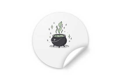 Sticker décoratif avec un chaudron magique fumant pour une ambiance Halloween