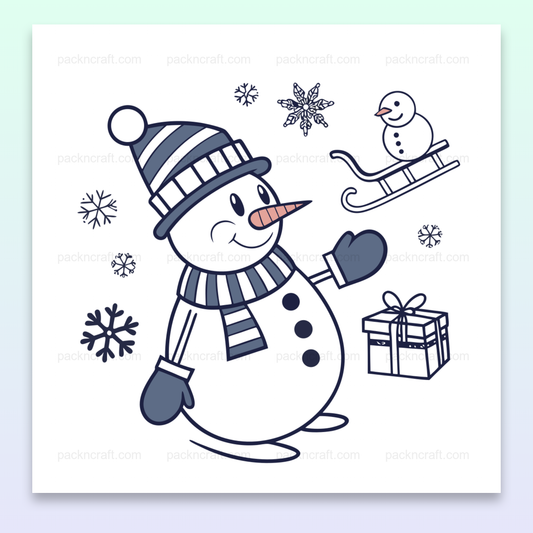 Illustration joyeuse d'un bonhomme de neige, parfaite pour DIY et déco.