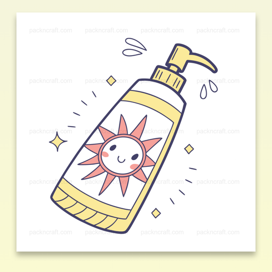 Illustration doodle de crème solaire joyeuse pour projets créatifs estivaux