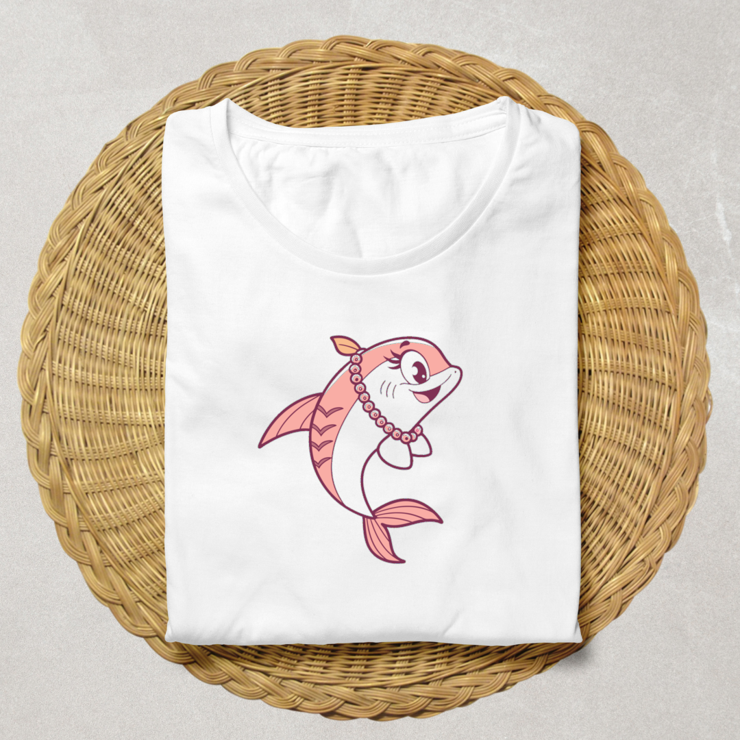 T-shirt décoré d'un dauphin bijouté élégant émanant une joie océane