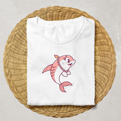 T-shirt décoré d'un dauphin bijouté élégant émanant une joie océane