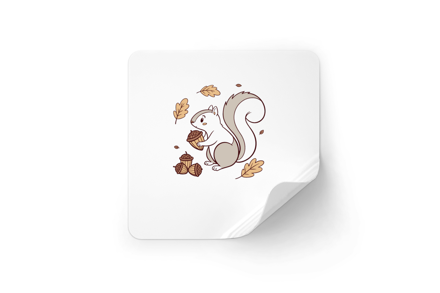 Sticker automne avec écureuil gourmand dans des nuances pastel