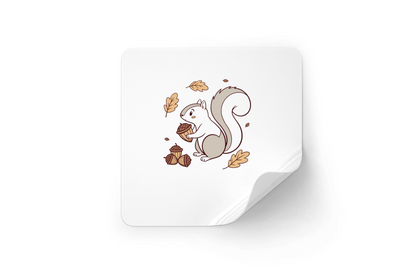 Sticker automne avec écureuil gourmand dans des nuances pastel