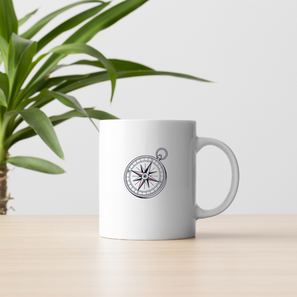 Mug rétro avec icône boussole style aventure vintage