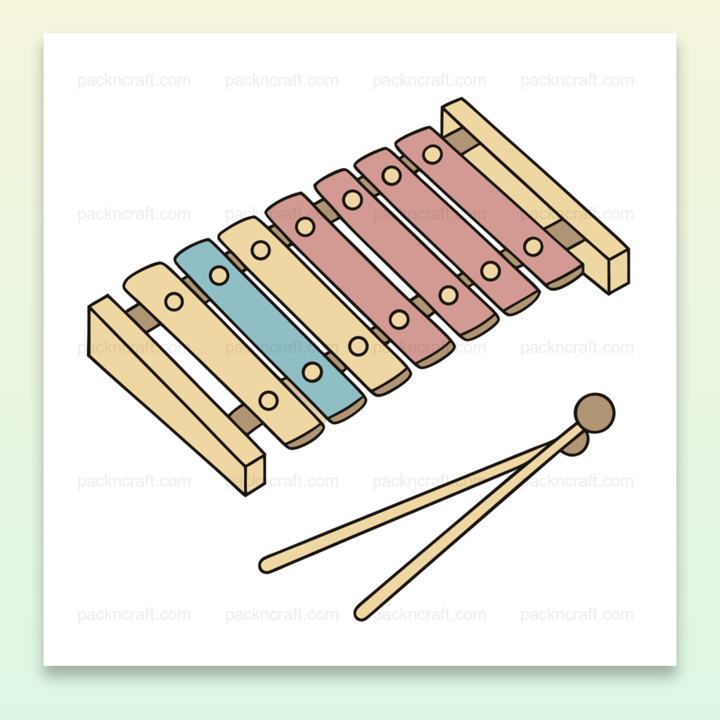Illustration vectorielle d'un xylophone pastel pour projets créatifs et éducatifs