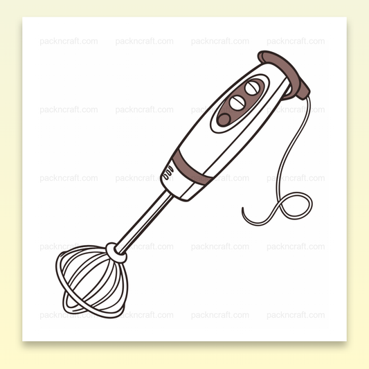 Illustration de mixeur plongeant animé en style doodle pour cuisine créative, téléchargement numérique.