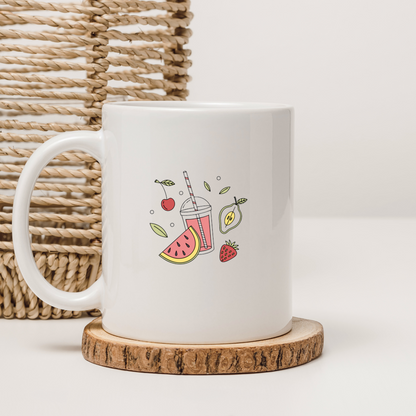 Mug avec design doodle de boisson fruitée rafraîchissante pour école et papeterie