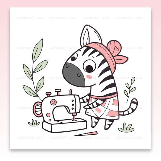 Illustration d'un zèbre joyeux en couture pour projets créatifs et DIY