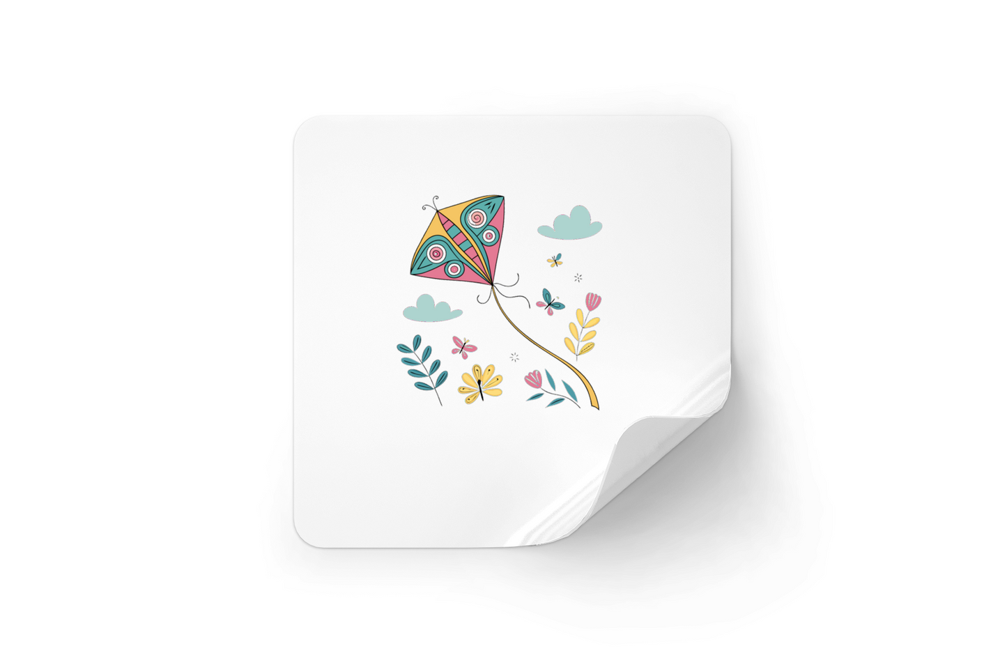 Sticker avec motif de cerf-volant fleuri pastel inspirant la joie printanière
