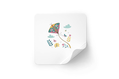 Sticker avec motif de cerf-volant fleuri pastel inspirant la joie printanière