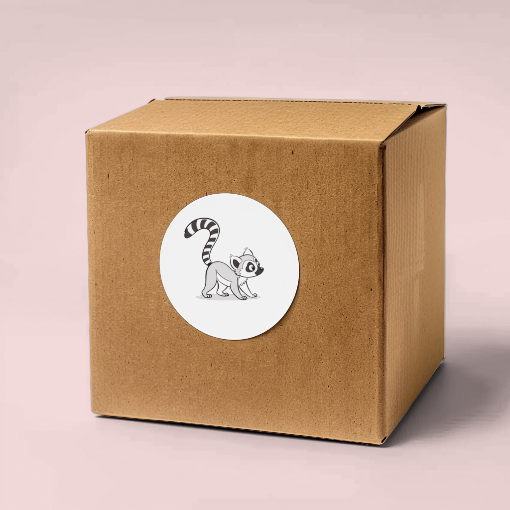Sticker au design exotique avec un lémurien curieux en motif monochrome, idéal aventure