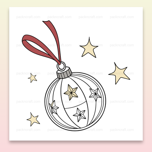 Illustration de boule de Noël étoilée dans un style pastel et festif, parfaite pour décoration et projets DIY