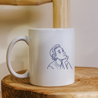 Mug avec design minimaliste en noir et blanc, ambiance contemplative et élégante