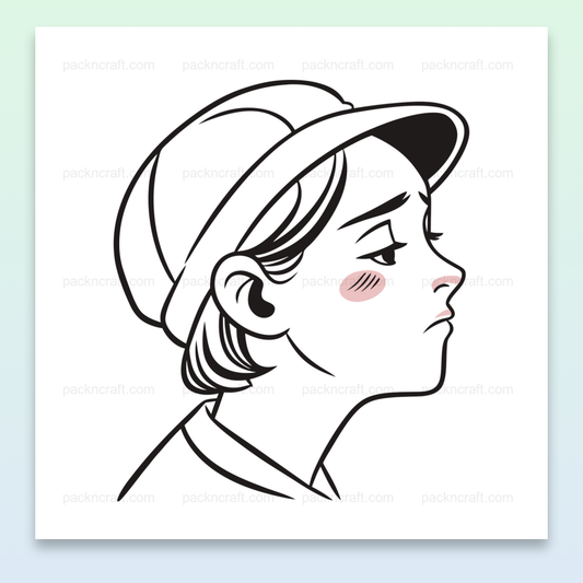 Illustration d'un garçon rêveur en profil, style minimaliste pour DIY et déco.
