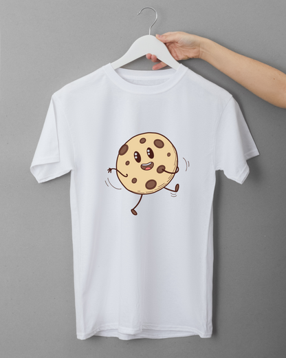 T-shirt au design kawaii avec cookie dansant joyeux en motif principal