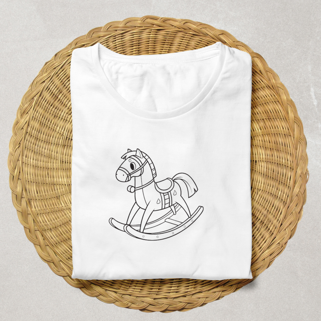 T-shirt avec cheval à bascule amusant minimaliste pour une touche rétro nostalgique