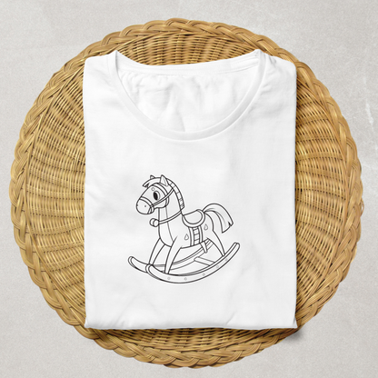 T-shirt avec cheval à bascule amusant minimaliste pour une touche rétro nostalgique