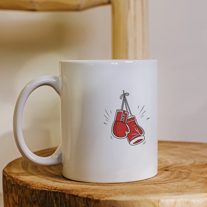 Mug avec gants de boxe suspendus motif sportif design dynamique