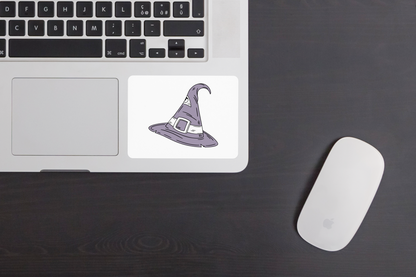 Sticker avec un chapeau de sorcier en style doodle, évoquant une magie mystique