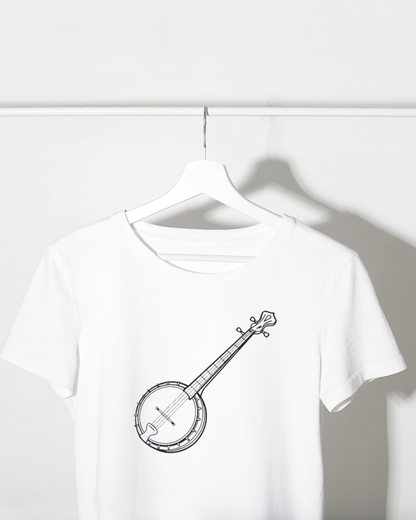 T-shirt avec un design musical minimaliste featuring un banjo élégant