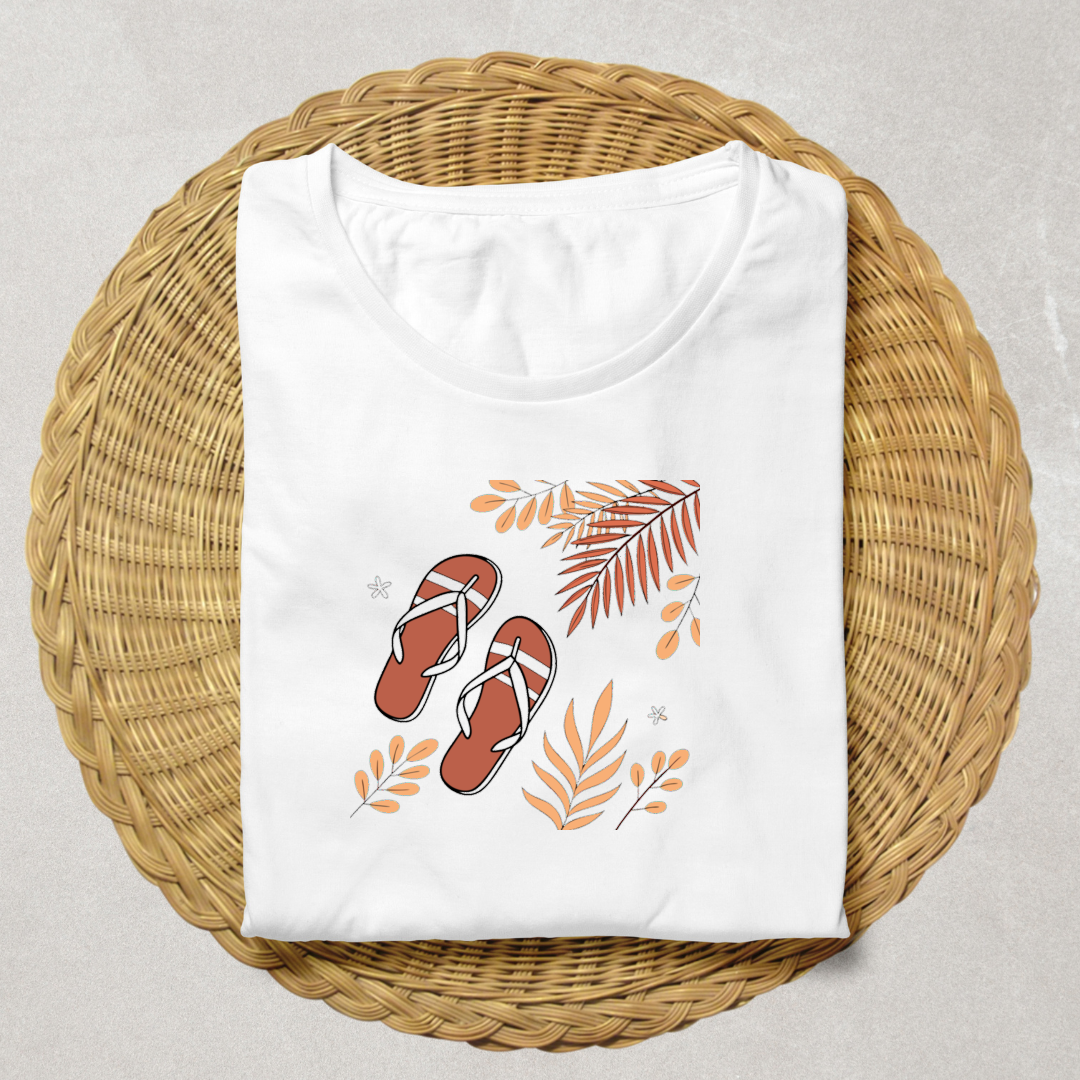 T-shirt avec motif tongs tropicales pour une ambiance estivale décontractée
