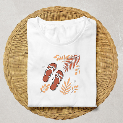 T-shirt avec motif tongs tropicales pour une ambiance estivale décontractée