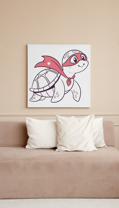 Cadre décoratif avec une tortue numérique ludique pour chambre d'enfant