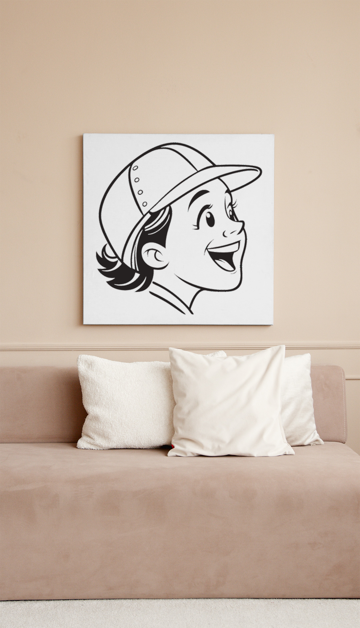 Cadre avec un garçon joyeux en style cartoon dans une ambiance enfantine vibrante