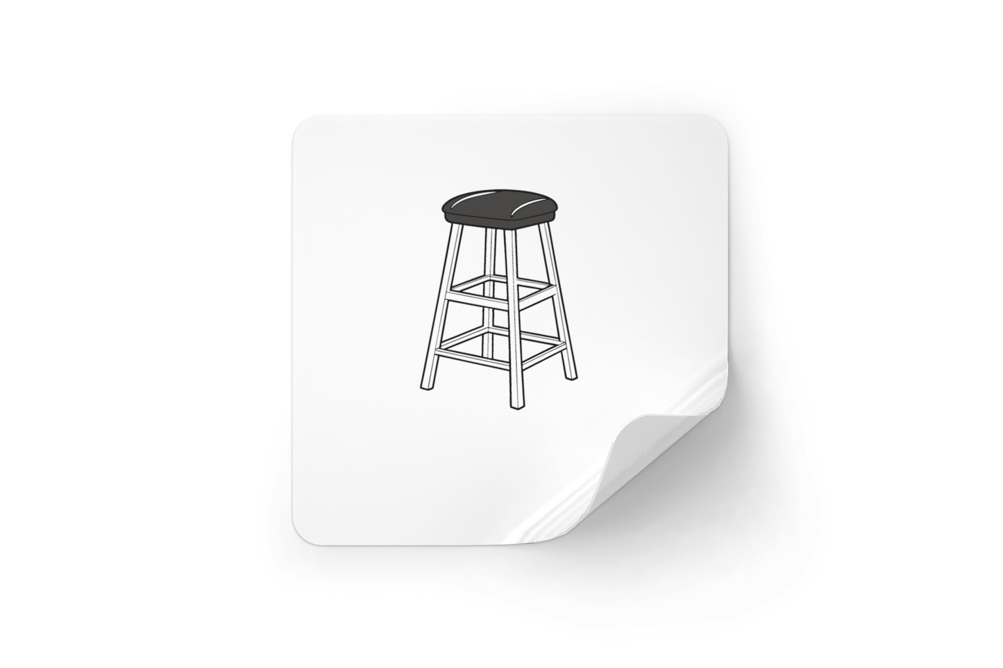 Sticker décoratif sur fond blanc avec design minimaliste de tabouret élégant