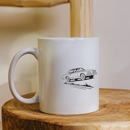 Mug personnalisé avec design rétro Oldsmobile Cutlass.
