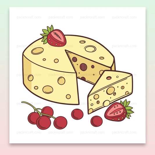 Illustration vectorielle de fromage et fruits, idéale pour papeterie et décoration