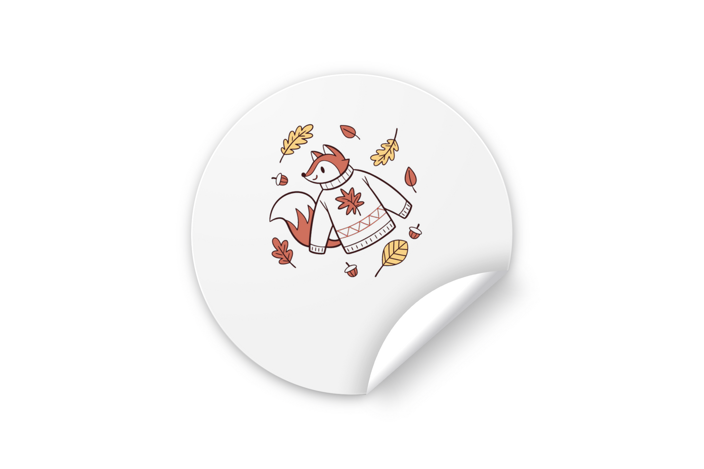 Sticker renard en pull cosy style doodle idéal pour une ambiance automnale chaleureuse