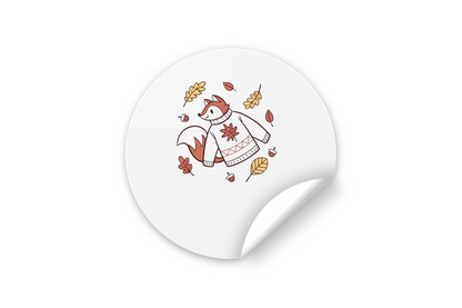 Sticker renard en pull cosy style doodle idéal pour une ambiance automnale chaleureuse