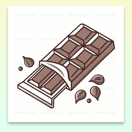 Illustration d'une tablette de chocolat ouverte en style doodle, pour des projets gourmands.