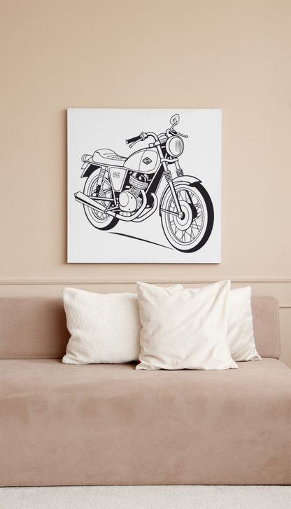 Art mural de moto ancienne pour cadre déco et intérieur chic.