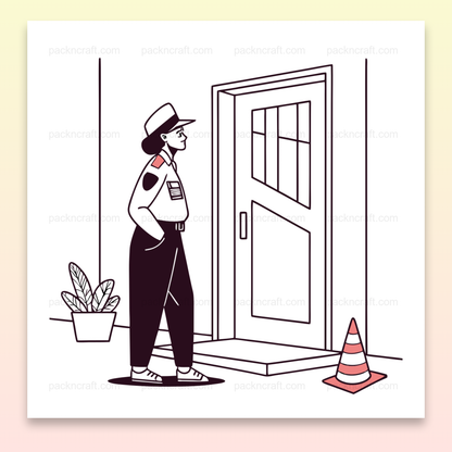 Agent de Sécurité au Poste | SVG Linéaire | Thème Urbain