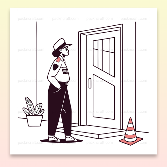 Agent de Sécurité au Poste | SVG Linéaire | Thème Urbain